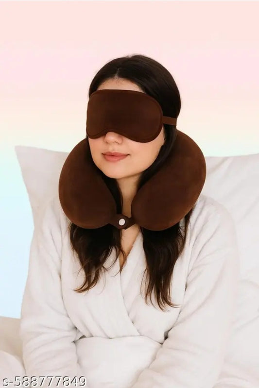SmartSolve Memory Foam Travel Neck Pillow with Eye Mask - Comfortable Support for Long Journeys