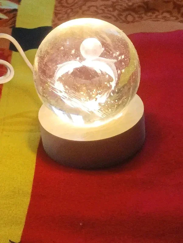 Glass Lamp 3D  Ball Astronomy Night Lamp with Base for Living Room Ornament Solar System Fantasy Decoration LED Colorful Lighting Touch Base Moon Light (dolphin)