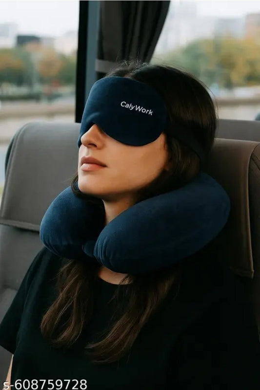 SmartSolve Memory Foam Travel Neck Pillow with Eye Mask - Comfortable Support for Long Journeys